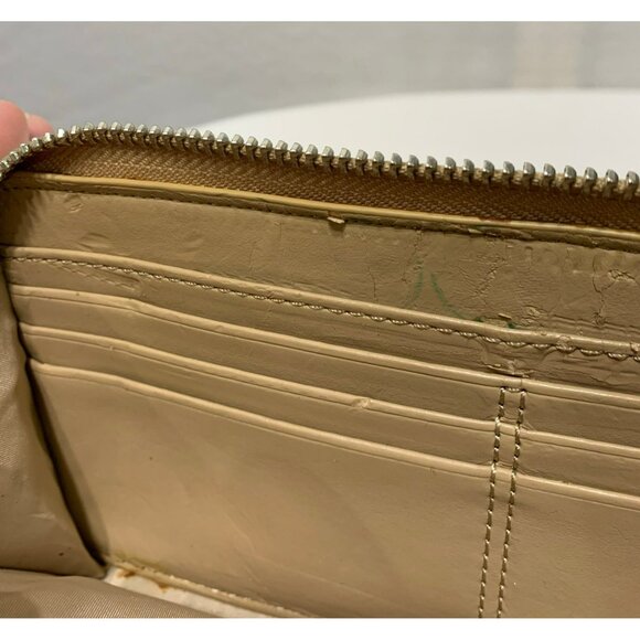 Coach Crossgrain Leather Zip Around Wallet Front Pocket Gold - Picture 10 of 12